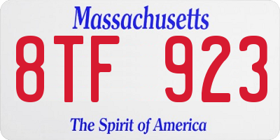 MA license plate 8TF923