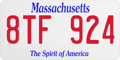 MA license plate 8TF924