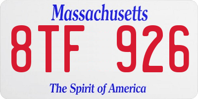 MA license plate 8TF926