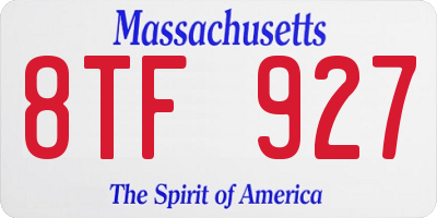 MA license plate 8TF927
