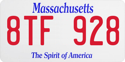 MA license plate 8TF928