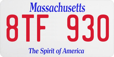 MA license plate 8TF930