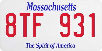 MA license plate 8TF931