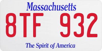MA license plate 8TF932