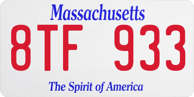 MA license plate 8TF933