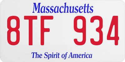 MA license plate 8TF934
