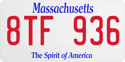 MA license plate 8TF936