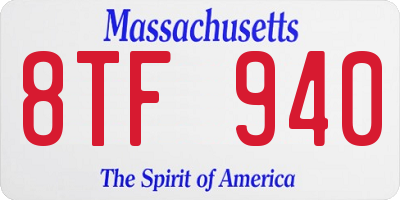 MA license plate 8TF940