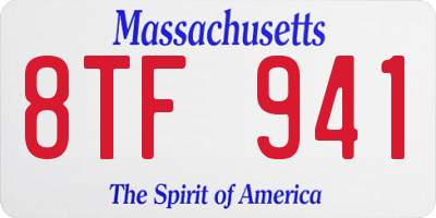 MA license plate 8TF941