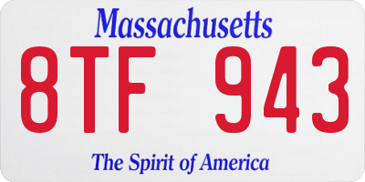 MA license plate 8TF943
