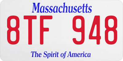 MA license plate 8TF948
