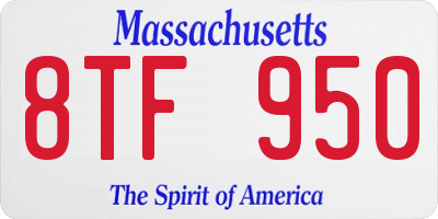 MA license plate 8TF950
