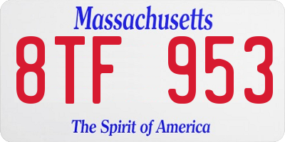 MA license plate 8TF953
