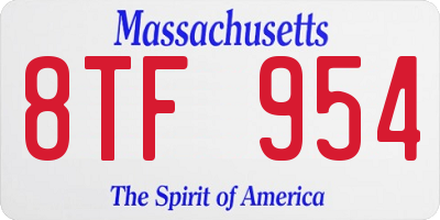 MA license plate 8TF954