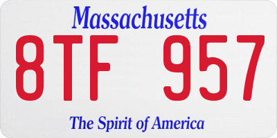 MA license plate 8TF957