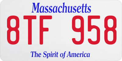 MA license plate 8TF958