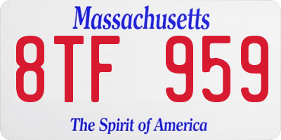 MA license plate 8TF959