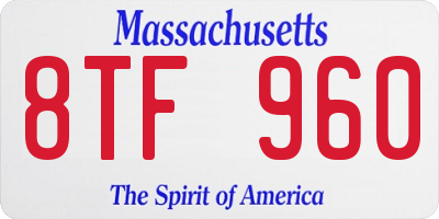 MA license plate 8TF960
