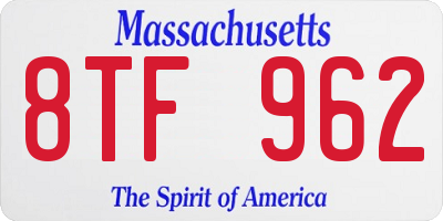 MA license plate 8TF962