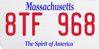 MA license plate 8TF968