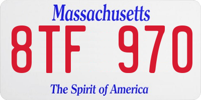 MA license plate 8TF970