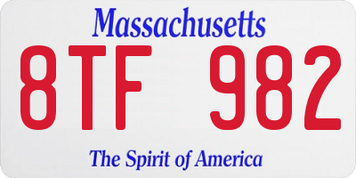 MA license plate 8TF982