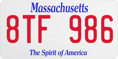 MA license plate 8TF986