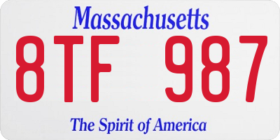 MA license plate 8TF987