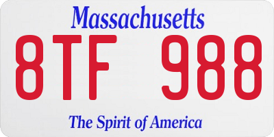 MA license plate 8TF988