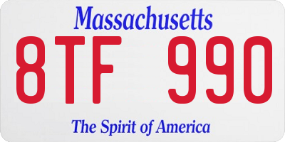 MA license plate 8TF990