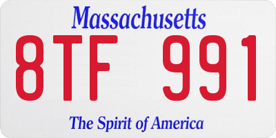 MA license plate 8TF991