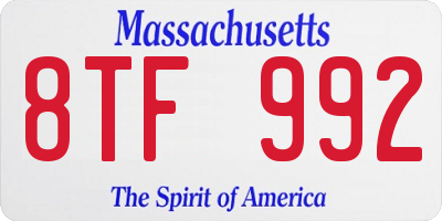 MA license plate 8TF992