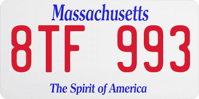 MA license plate 8TF993