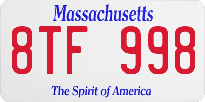 MA license plate 8TF998
