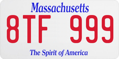MA license plate 8TF999