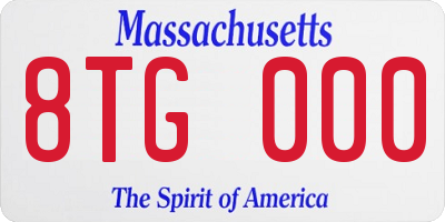 MA license plate 8TG000