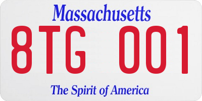 MA license plate 8TG001