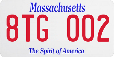 MA license plate 8TG002