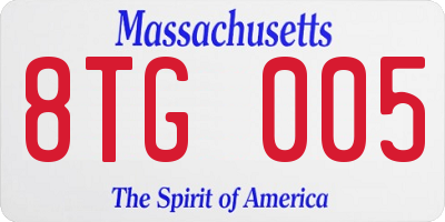 MA license plate 8TG005
