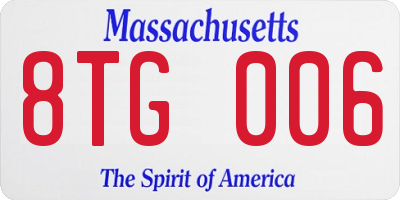 MA license plate 8TG006