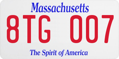 MA license plate 8TG007