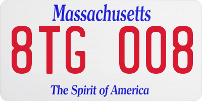 MA license plate 8TG008