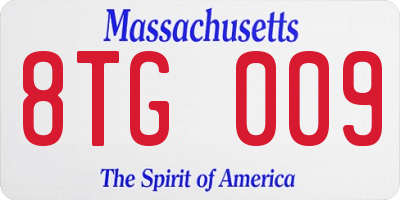 MA license plate 8TG009