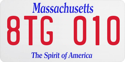MA license plate 8TG010