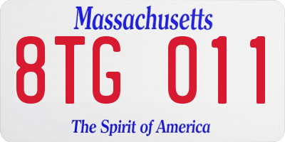 MA license plate 8TG011