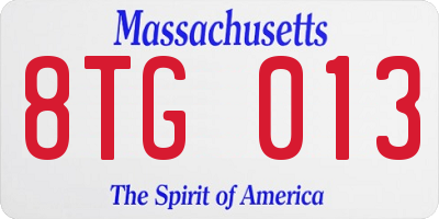MA license plate 8TG013