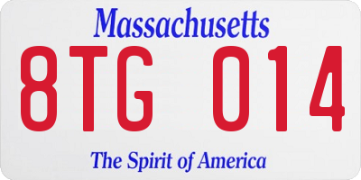 MA license plate 8TG014
