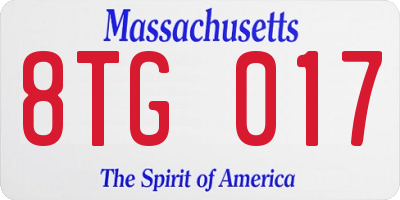 MA license plate 8TG017