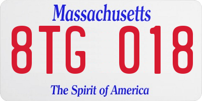 MA license plate 8TG018