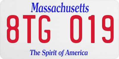 MA license plate 8TG019